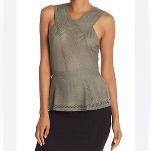 BCBGMAXAZRIA green peplum sleeveless top (women size S)